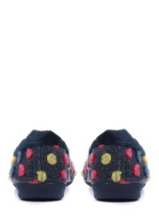 Pavers Blue Navy Multi Ladies Full Woolly Slippers