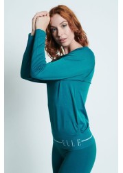 ELLE Blue Headline Seamfree Lounge Long Sleeve Top