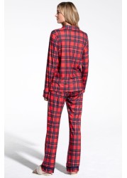 طقم بيجاما جيرسيه حريمي من Hot Squash Red Tartan