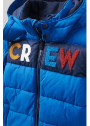 Crew Clothing Company Blue Crew Bouclé Padded Jacket