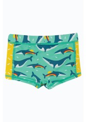 Frugi UPF 50+ Blue Rainbow Whales Kids Trunks