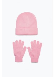 Hype. Script Beanie Hat And Gloves Set