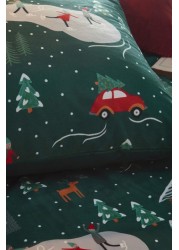 furn. Winter Pines Pyjama Fleece Reversible Duvet Cover and Pillowcase Set