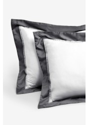 Collection Luxe 300 Thread Count 100% Cotton Sateen Duvet Cover And Pillowcase Set Border