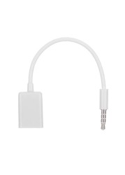 Generic - 3.5mm Car Male AUX Audio Jack to USB 2.0 Female Converter Adapter Cord OTG Cable (White)