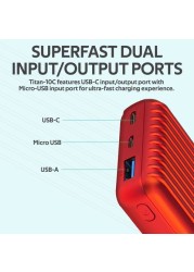 Titan-10C Battery Charger Capacity 10000 mAh With Micro USB Input And Super Fast USB 2.1 Port Promate - Red