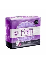 Fam Natural Cotton Feel Maxi Thick Folded Sanitary Pads With Wings, 24 Pads