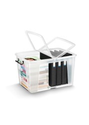 Strata, Made in UK, 65 Liter Smart Box with Folding Lid, L61xW46xH34.5 cm-STR-XW686-CLR/CLR-ST