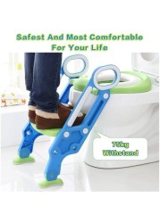 No Sense Baby Toilet Seat, Baby Training Seat with Ladder with Protection Handle for Boys and Girls