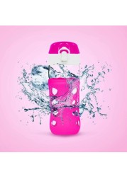 Aiwanto Glass Water Bottle Anti Slip Glass Pop Water Bottle School Office Water Bottle Handle and Protective Silicone Sleeve for Sports(Pink)