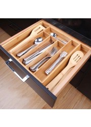 Aiwanto Bamboo Cutlery Tray for Drawer Spoon Tray Utensil Organizer For Kitchen Drawers