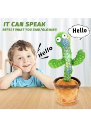 SKY-TOUCH Dancing Cactus Plush Toy USB Charging, Sing 120 Songs, Recording, Repeat What You Say and Glowing, Fun Toy Gifts for Boys and Girls