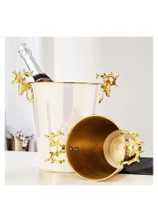 ALISSA-2L-Deer Head Decorative Ice Bucket Home European Champagne Bucket Shelf Stainless Steel Ice Bucket, White.