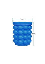 ALISSA-Ultimate Ice Cube Maker Silicone Bucket with Lid Makes Small Size Nugget Ice Chips for Soft Drinks, Blue.