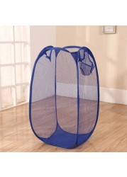 4-Piece Foldable Mesh Clothes Washing Laundry Basket Blue 36*36*58