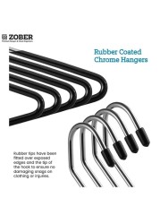 ZOBER Slack/Trousers Pants Hangers - 35 Pack - Strong and Durable Anti-Rust Chrome Metal Hangers, Non Slip Rubber Coating, Slim & Space Saving, Open Ended Design for Easy-Slide Pant, Jeans, Slacks Etc