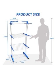 Heavy Duty Three Layer Carbon Steel Full Size Clothes Drying Rack, Laundry Rack, Blue