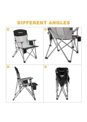 King camp-Hard Arm Comfortable Oversized Folding Camping Chair With Hide-Away Drink Holder