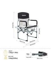 King camp-Portable Folding Director Camping Chair With Side Table