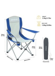 King camp-Classic Arms Folding Camping Chair With Mesh Cup Holder