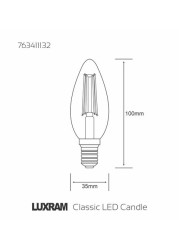 مجموعة مكونة من 6 فتيل E14-LED-C35 4 واط 4000K (أبيض طبيعي) 520Lm