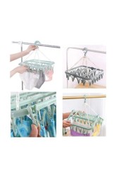 ALISSA 32 Clips Rotatable Foldable and Drip Laundry Hanger (Light Green)