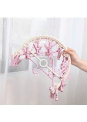 Aiwanto Drying Rack 18 Clip Drying Rack for Clothes Clip and Drip Cloth Hanging Rack (Pink)