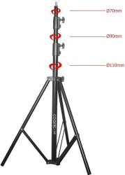 Coopic L280 9Ft/110 Inch Heavy Duty Aluminum Alloy Photo Studio Light Stand With 1/4&quot; Screw For Strobe Lights, Studio Kits, Flash, LED Video Light, Softbox, Reflectors, Umbrella.