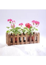 Linjoy Natural Wooden Fence - 10 x 10 x 7 cm for Artificial Flowers and Plants