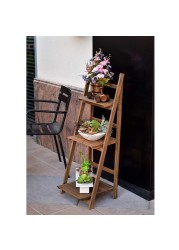 Linjoy 3-Tier Decorative Flower Pot Rack Book Stand - Flowers