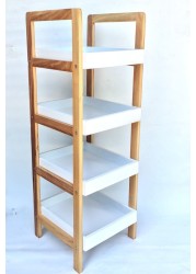 LINGWEI Bamboo Storage Bathroom Stand Shelves Shelf Cabinet Wood Flower Plant Stand Kitchen Storage Rack Standing Bookshelf Bookcase Toilet Shelves Book Stand 4-Floor