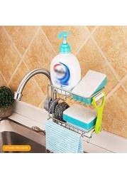 Stainless Steel Kitchen Faucet Sponge Holder, Soap Tray, Bathroom or Kitchen Organizer