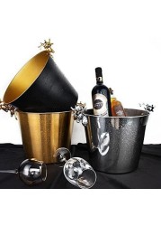 Aiwanto 2L Silver Ice Bucket Ice Cube Bucket for Parties With Handle Champagne Bucket Deer Head Design Ice Cube Bucket