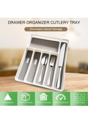 Aiwanto Cutlery Tray Drawer Organizer 6 Sections Storage Box Spoon Fork Storage Rack Organizer