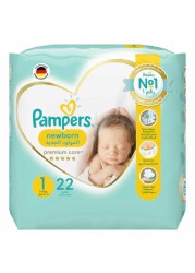 Pampers Premium Care Diapers Newborn Size 1 2-5kg Carry Pack 22 Count