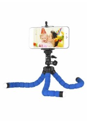 Generic Flexible Sponge Octopus Tripod Stand Holder With Smartphone Clip Blue