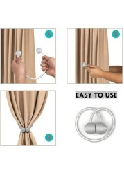 Jjone 2 Pairs Magnetic Curtain Buckle Tiebacks For Home Sheer Blackout Drapes Blind Curtains (A-Beige)