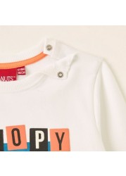 Snoopy Dog Print Sweatshirt with Round Neck and Long Sleeves