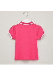 Juniors Ruffle Detail Polo T-shirt with Short Sleeves