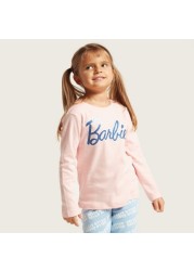 Barbie Print T-shirt and All-Over Printed Pyjamas Set