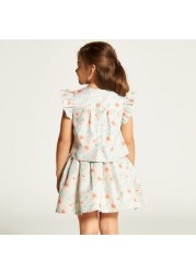 Juniors Floral Print Top and Skirt Set