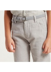 Juniors Solid Pants with Belt and Pockets