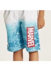 Avengers Print Mid-Rise Swimshorts with Drawstring Closure