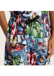 Avengers Print Mid-Rise Swimshorts with Drawstring Closure and Pockets