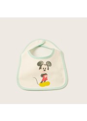 Disney Mickey Mouse Print Bib with Snap Button Closure - Set of 6