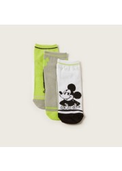 Disney Mickey Mouse Print Ankle Length Socks - Set of 3