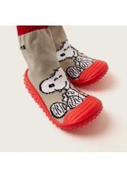 Snoopy Printed Sneaker Booties with Cuffed Hem