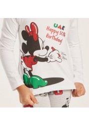 Disney Minnie Mouse Print T-shirt with Long Sleeves