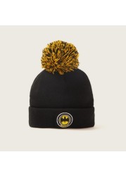 Batman Textured Cap with Pom-Pom Detail