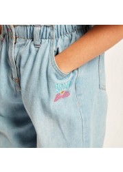 Sanrio Hello Kitty Mid-Rise Jeans with Pockets and Button Closure